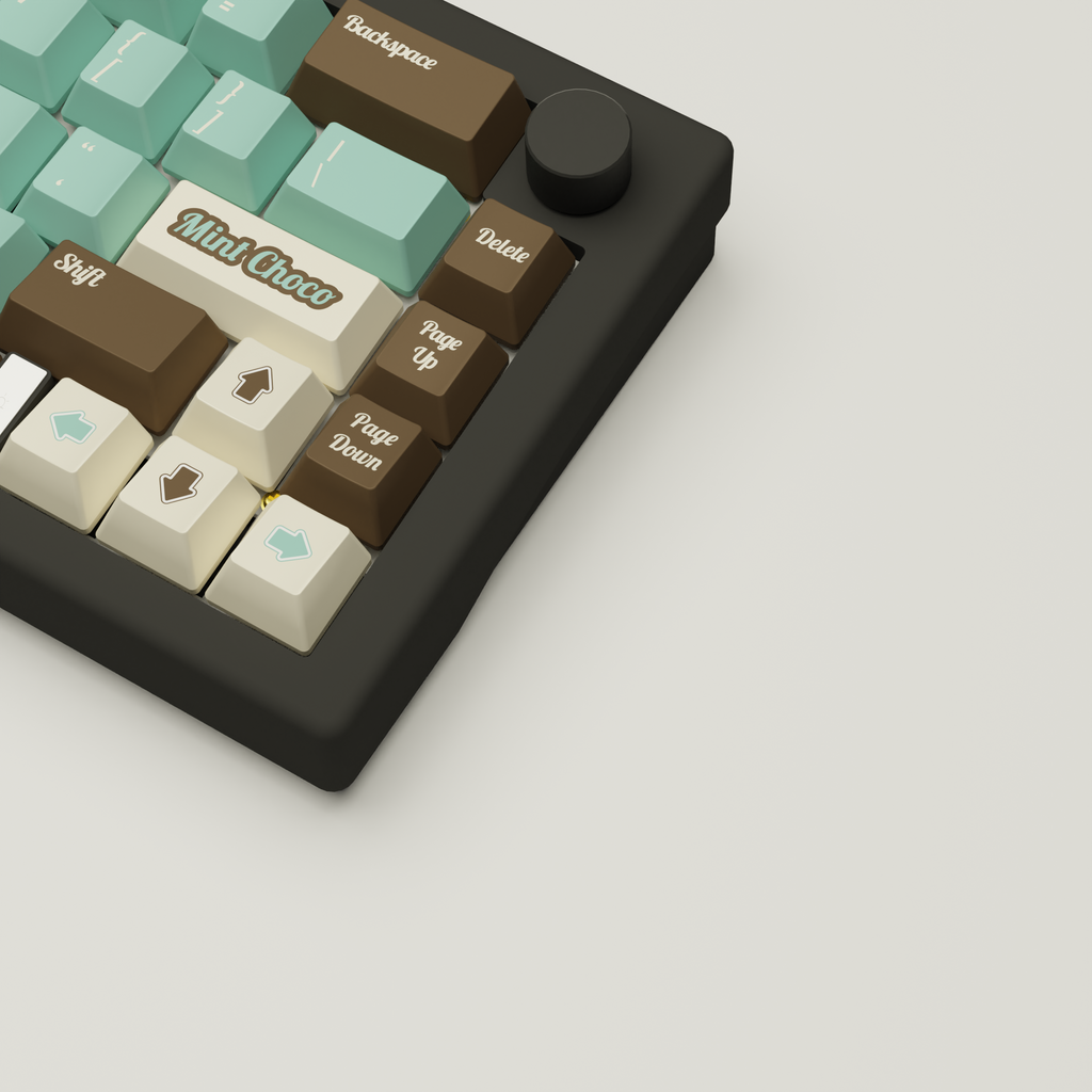 Mint Choco Design Keycaps and Mechanical Keyboard