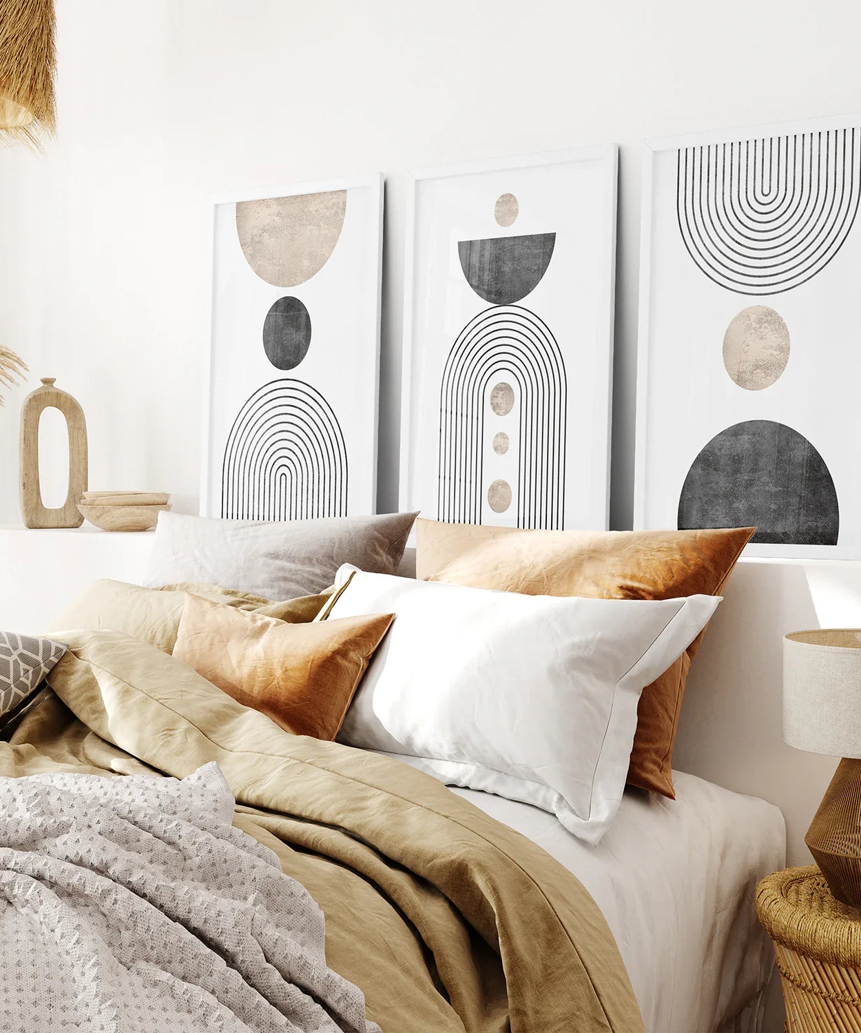 Minimalistisches Wandkunst-Set – Moderne Kunstdrucke Schwarzer Regenbogen