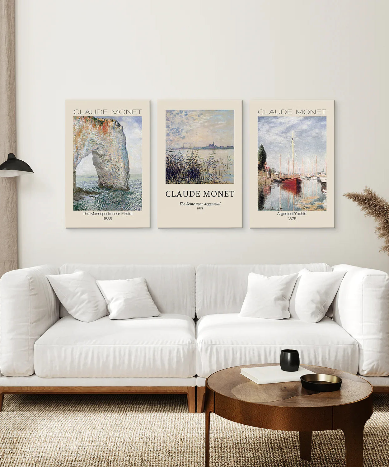 Claude Monet 3-teiliges Wandbild-Set | Küstenlandschafts-Drucke