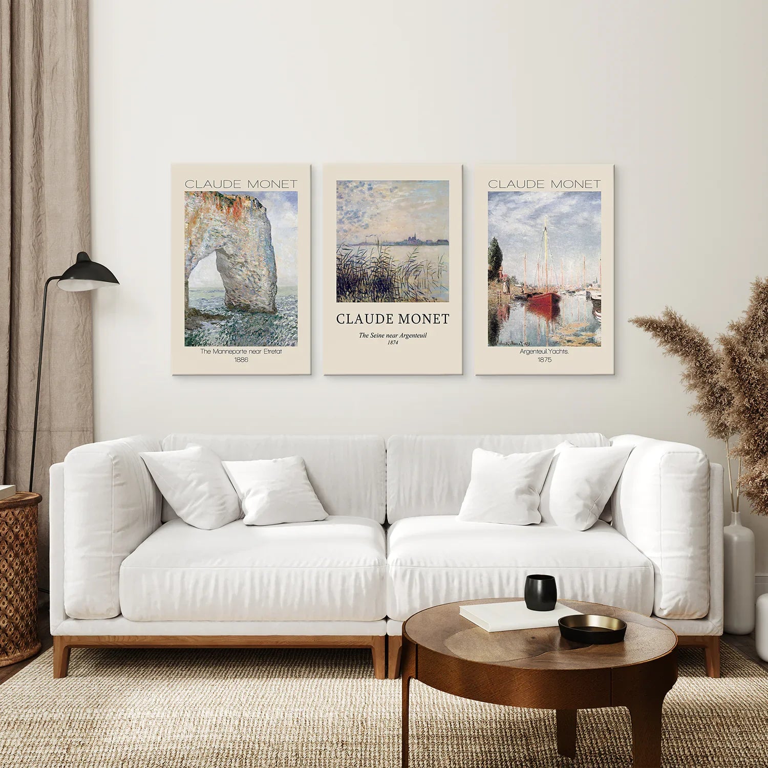 Claude Monet 3-teiliges Wandbild-Set | Küstenlandschafts-Drucke