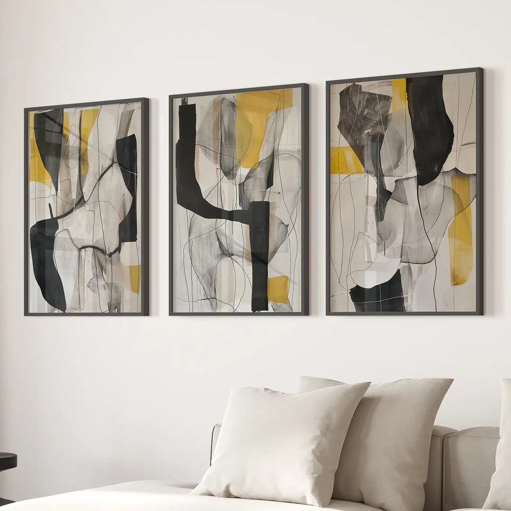 Golden Abstract Shapes Modern Wall Decor Poster