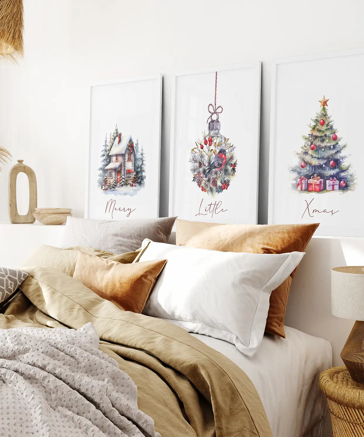 Gemälde verschneiter Weihnachtsbaum-Kinderzimmer-Wandkunst