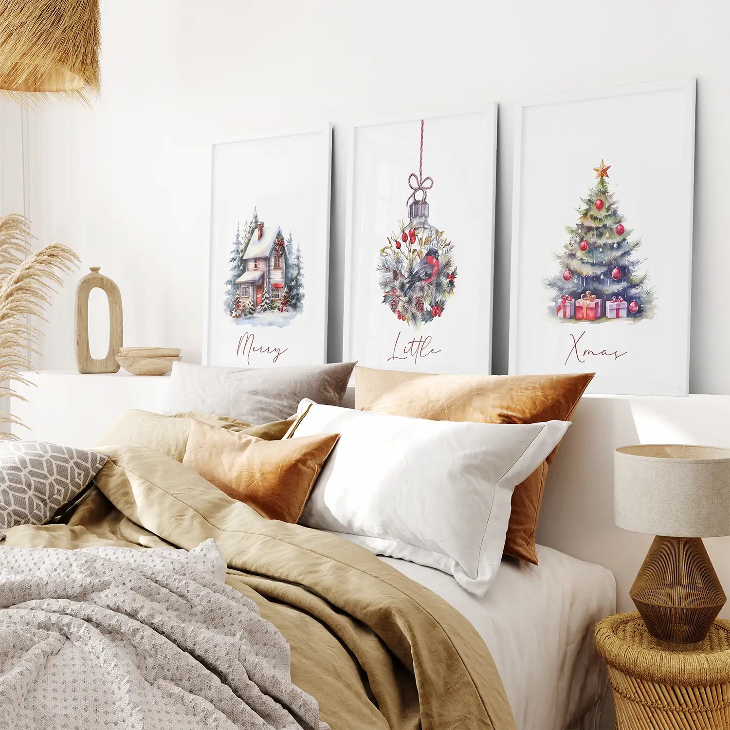 Gemälde verschneiter Weihnachtsbaum-Kinderzimmer-Wandkunst