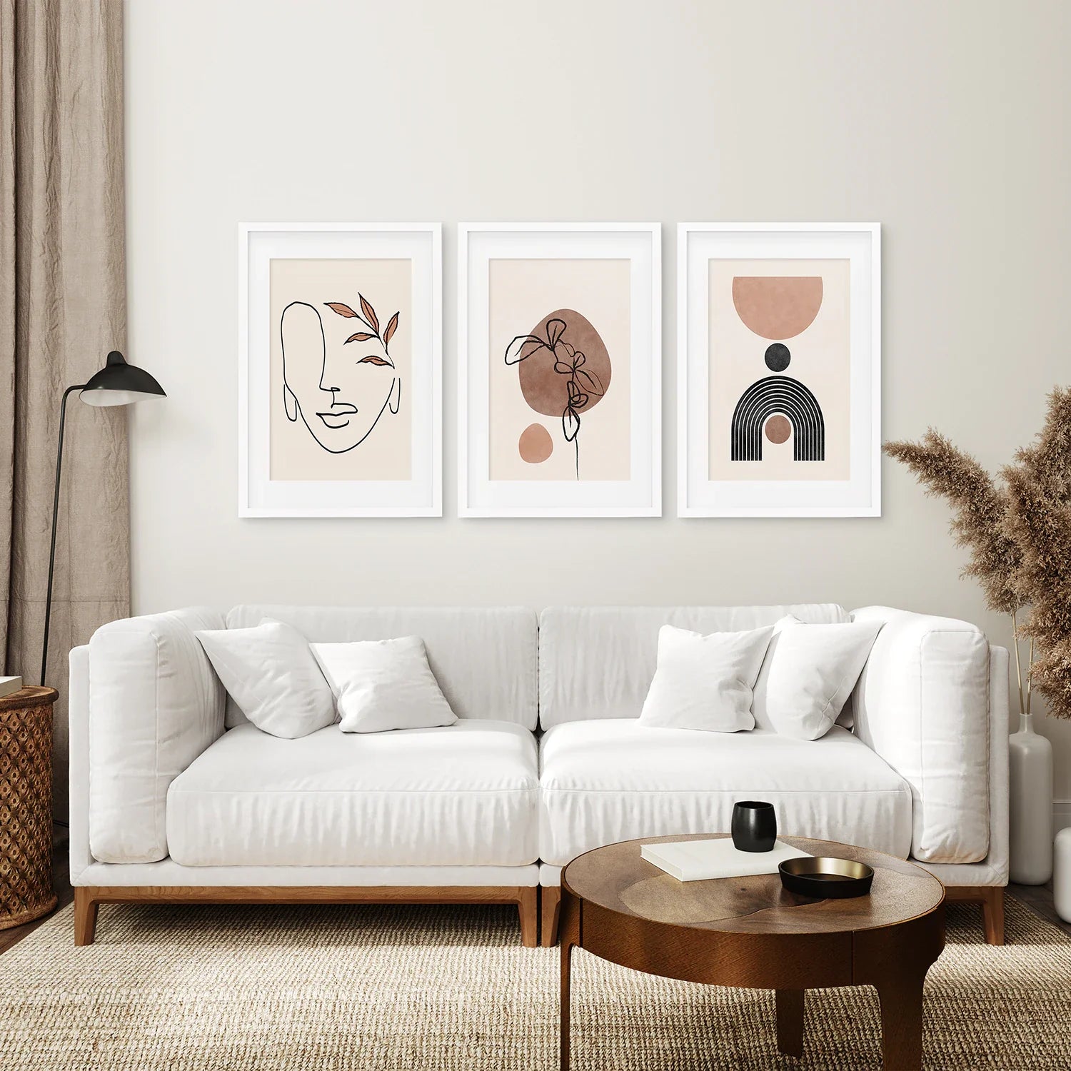 Boho Abstraktes Kunst Set aus 3 - Modernes Poster-Bundle