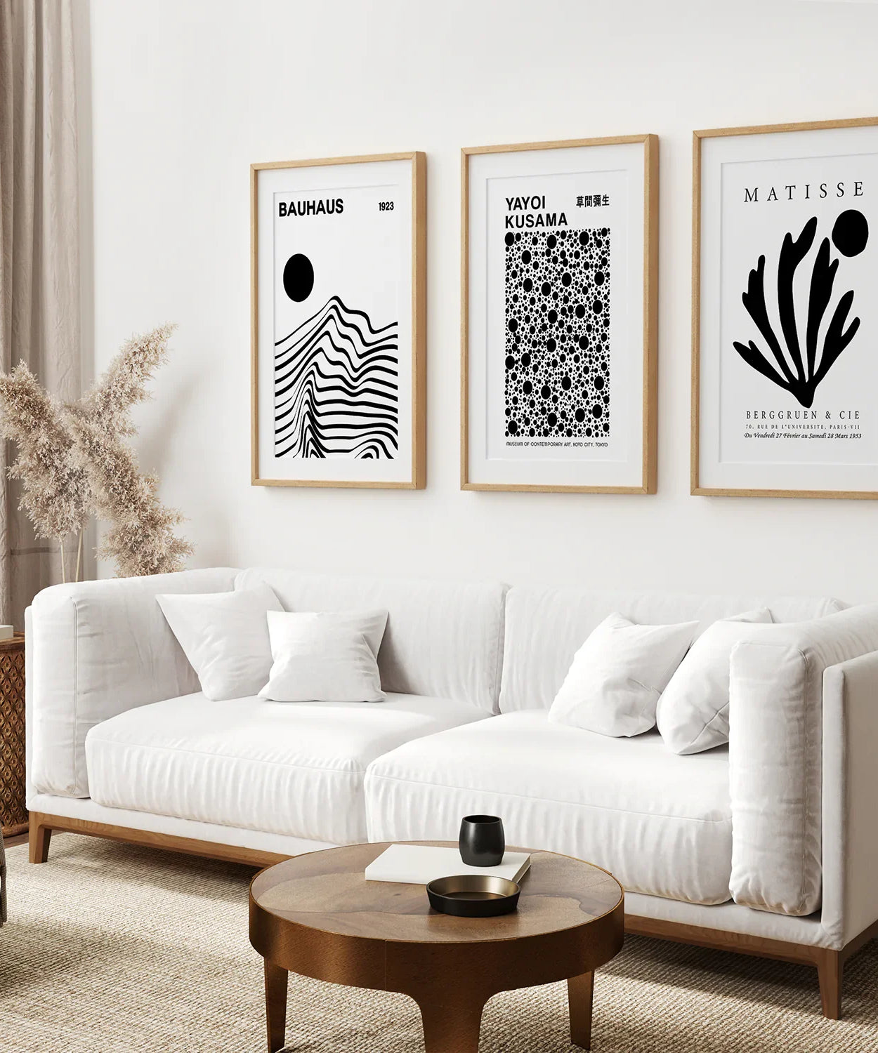 3er Set schwarz-weiße minimalistische Drucke