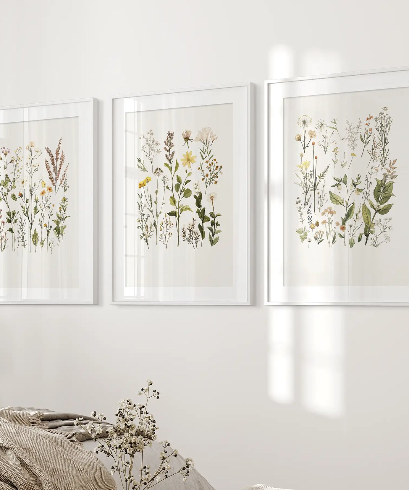 Minimalistische Wildpflanzen. Botanische Poster Kunst Deko