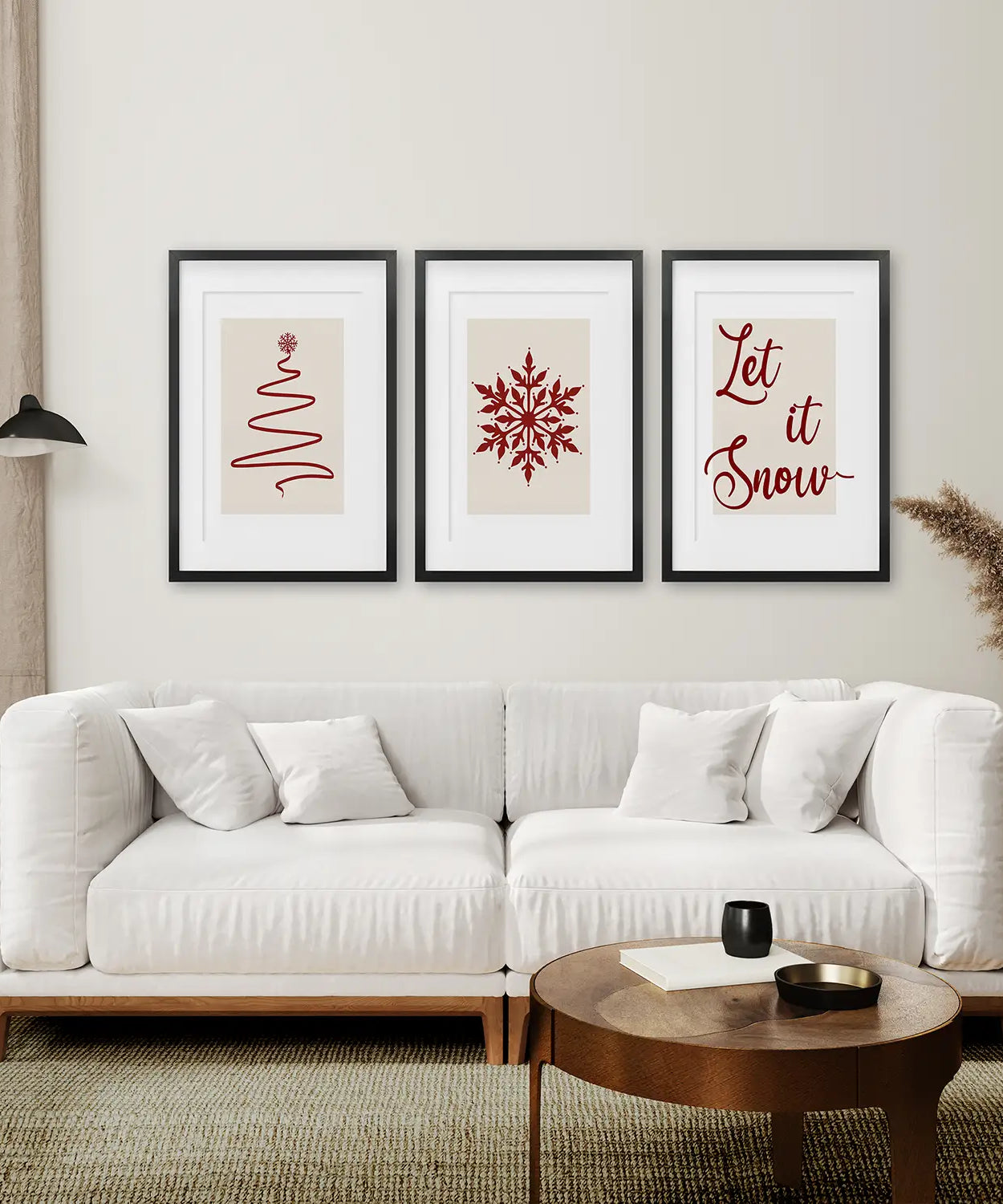 3-teiliges Wandbild Weihnachtsbaum Schneeflocke Poster