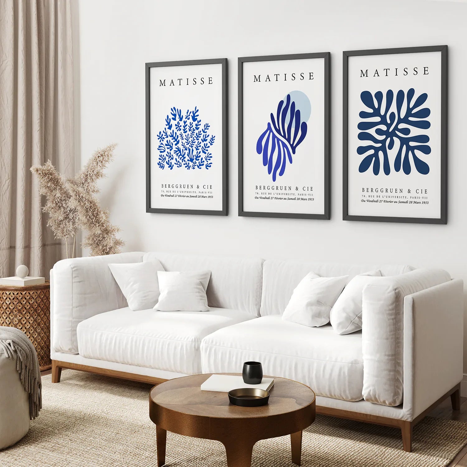 Marineblaue Henri Matisse Cut-Outs. 3er Set Drucke