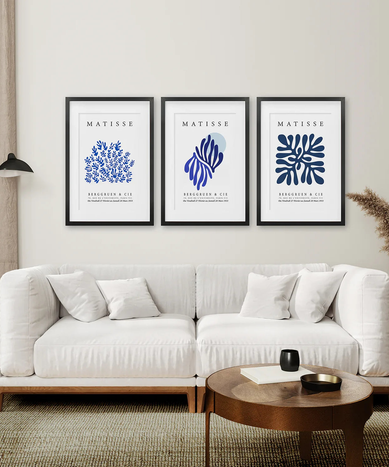 Marineblaue Henri Matisse Cut-Outs. 3er Set Drucke