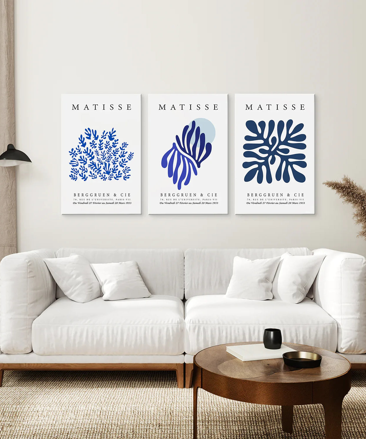 Marineblaue Henri Matisse Cut-Outs. 3er Set Drucke