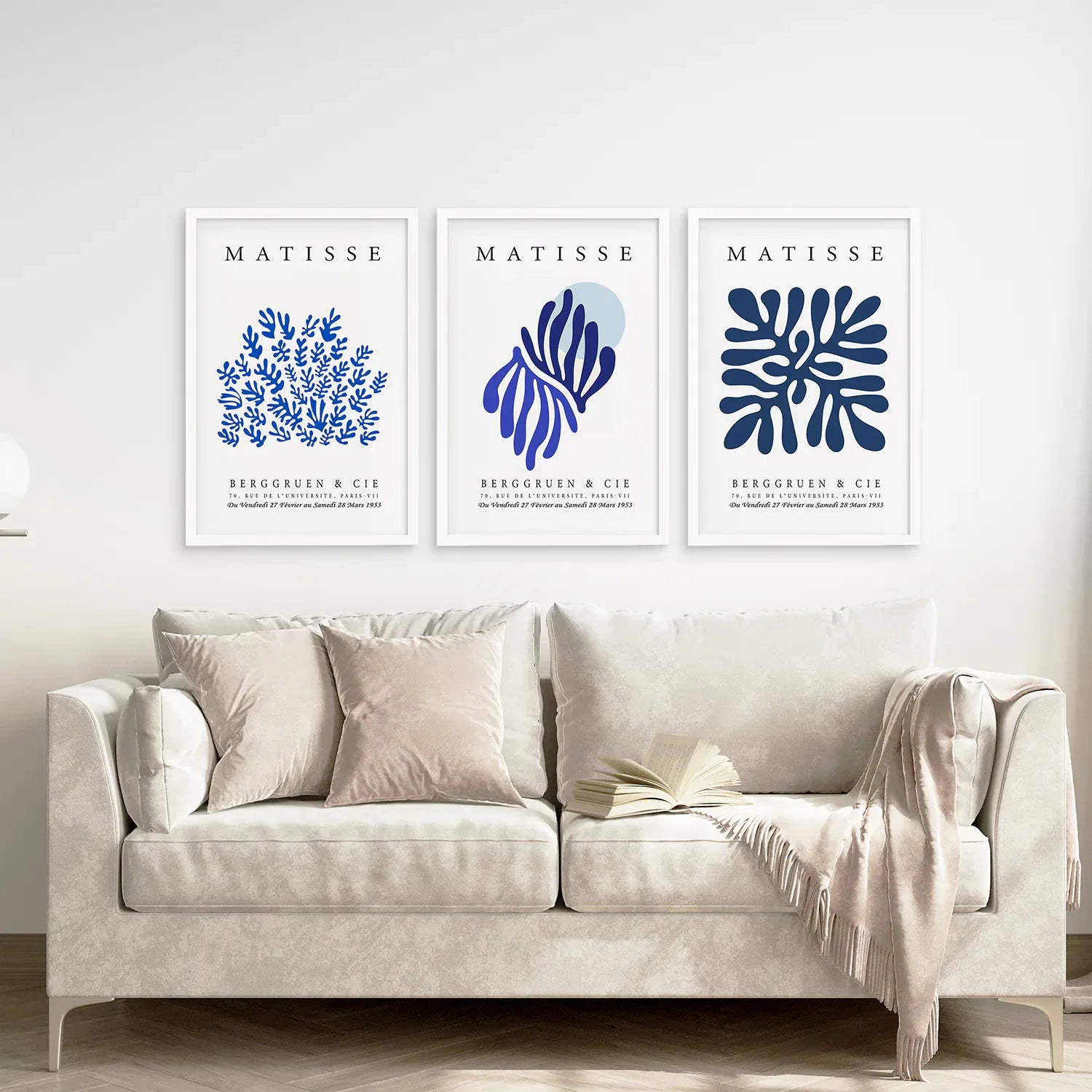Marineblaue Henri Matisse Cut-Outs. 3er Set Drucke