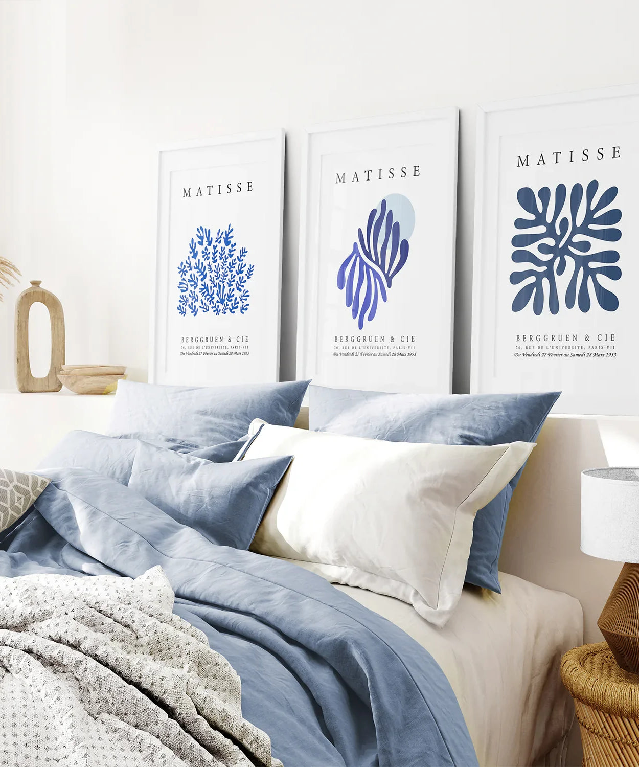 Marineblaue Henri Matisse Cut-Outs. 3er Set Drucke