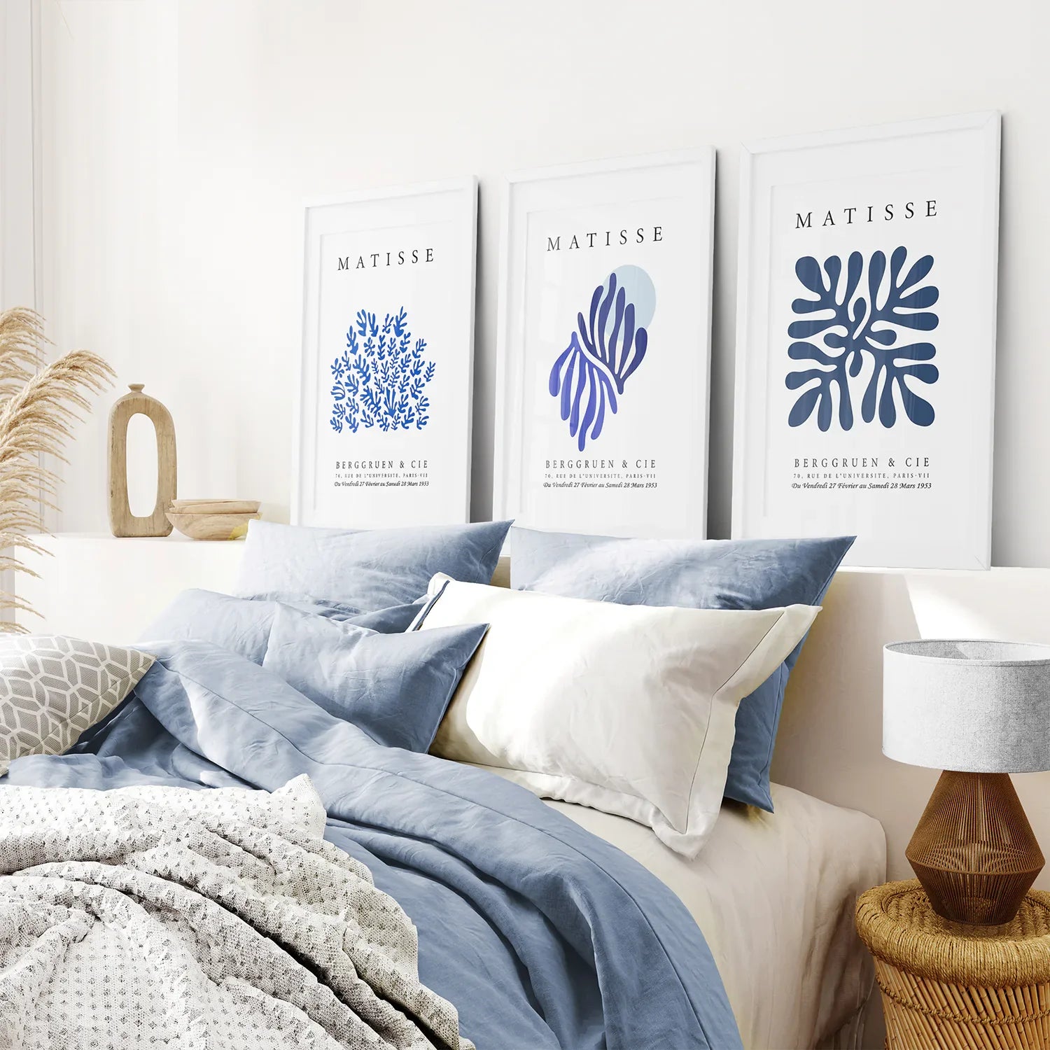Marineblaue Henri Matisse Cut-Outs. 3er Set Drucke