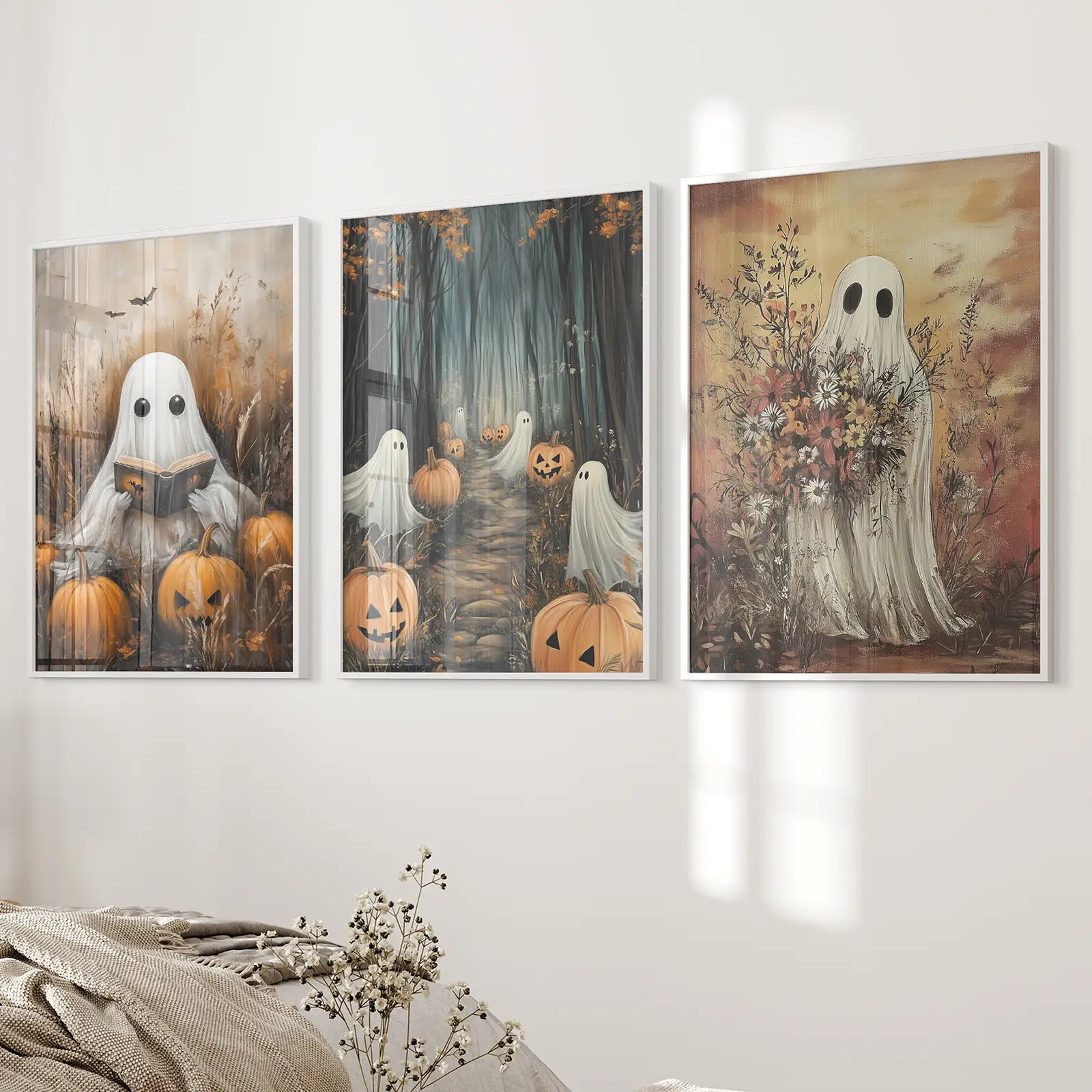 Ghosts Halloween Trendiges Wandkunst-Poster-Set Deko