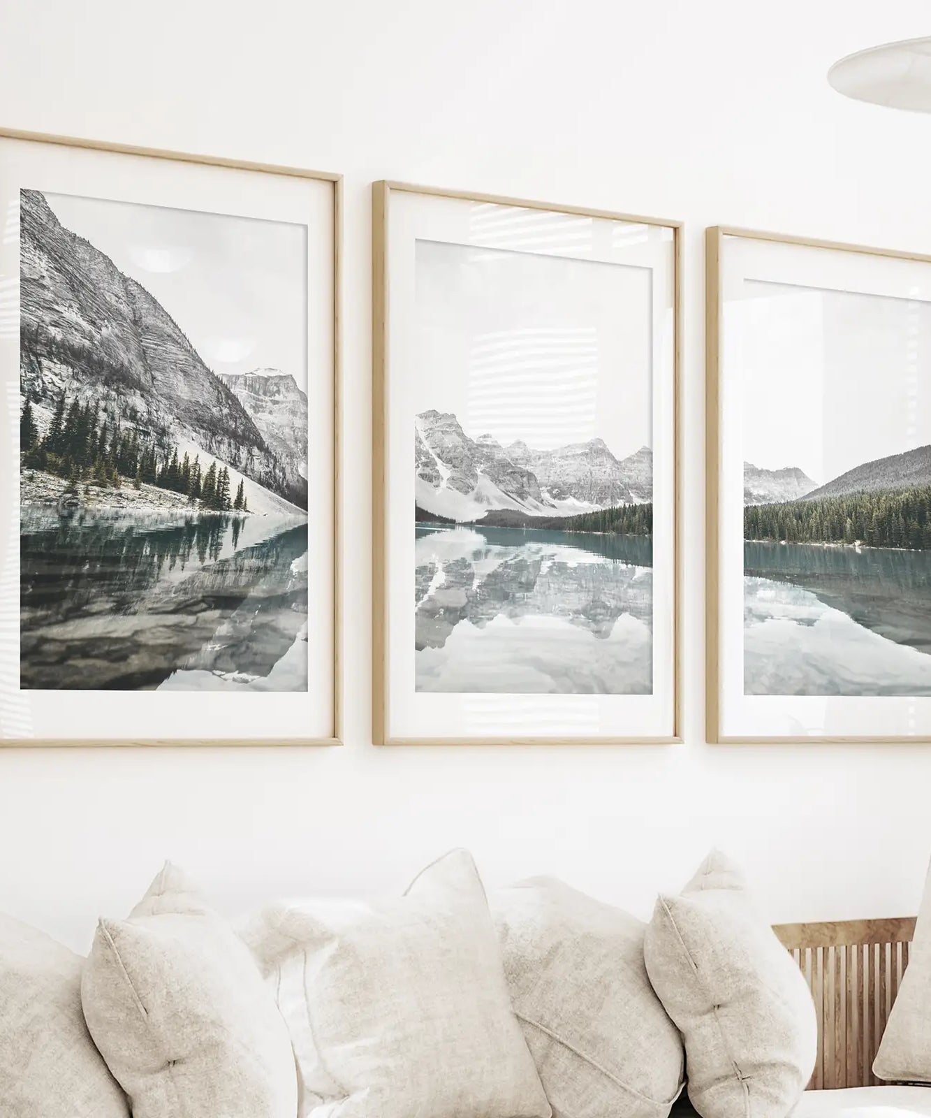 Moraine Lake Nature 3 Piece Wall Art. Nordic Mountain Prints
