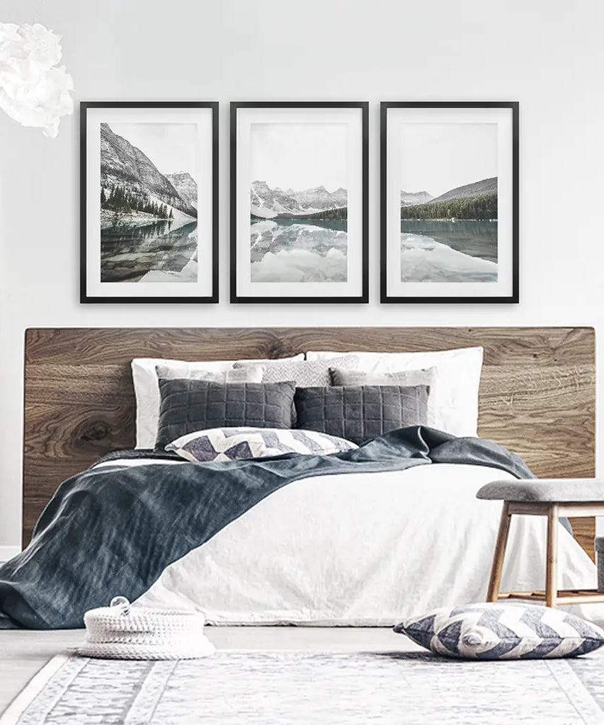 Moraine Lake Nature 3 Piece Wall Art. Nordic Mountain Prints