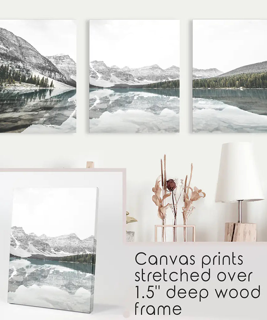 Moraine Lake Nature 3 Piece Wall Art. Nordic Mountain Prints