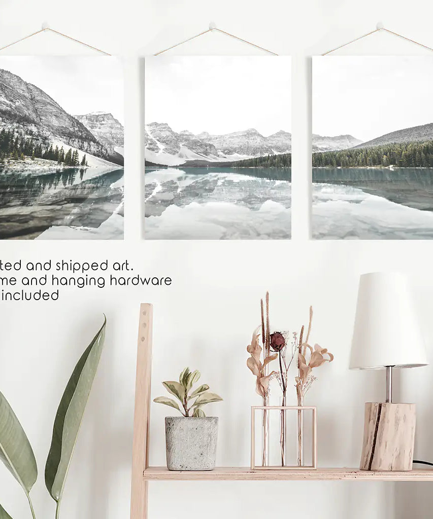 Moraine Lake Nature 3 Piece Wall Art. Nordic Mountain Prints