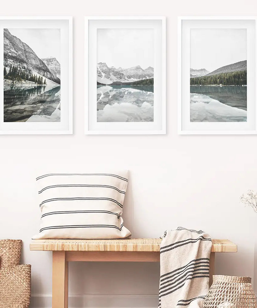 Moraine Lake Nature 3 Piece Wall Art. Nordic Mountain Prints