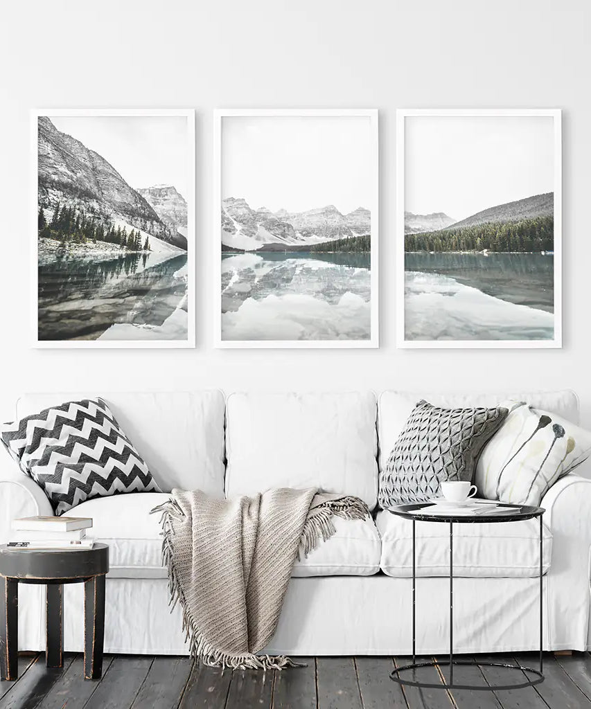 Moraine Lake Nature 3 Piece Wall Art. Nordic Mountain Prints