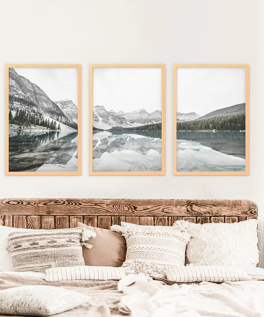Moraine Lake Nature 3 Piece Wall Art. Nordic Mountain Prints