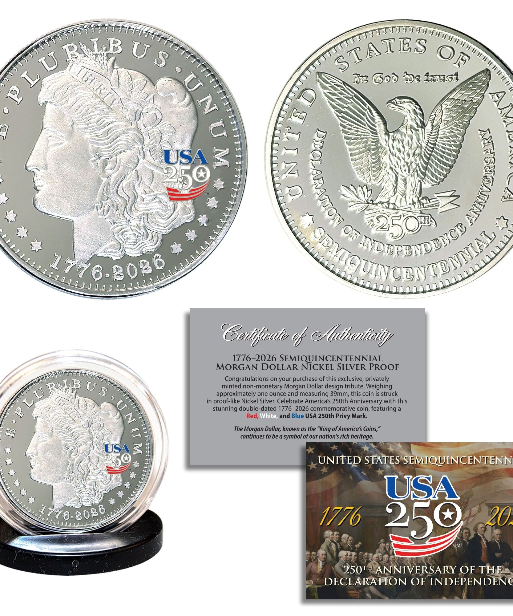 Amerika's 250. Jubiläum Morgan Dollar Neusilber-Proof-Münze