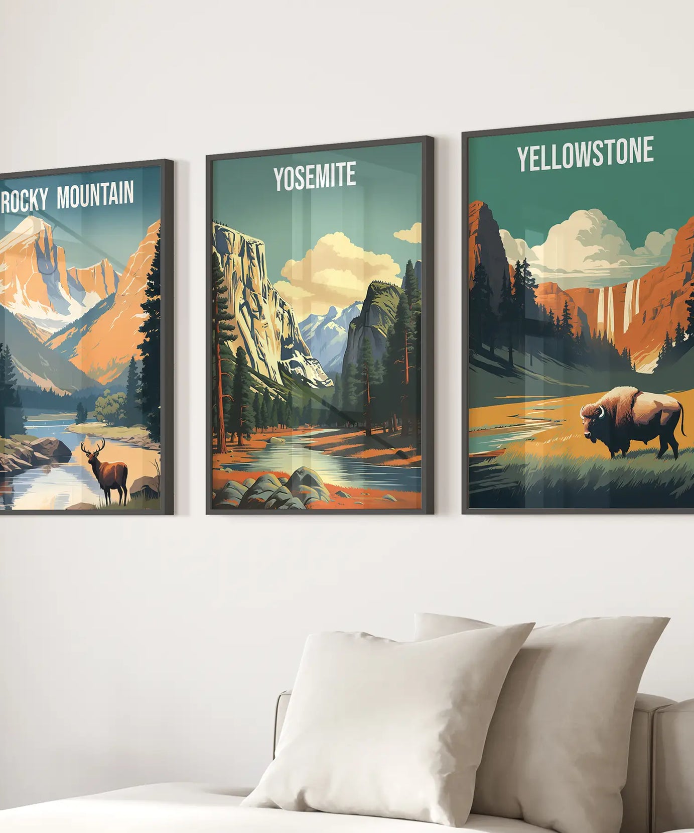 Rocky Mountain, Yosemite, Yellowstone. Nationalpark Wandkunst