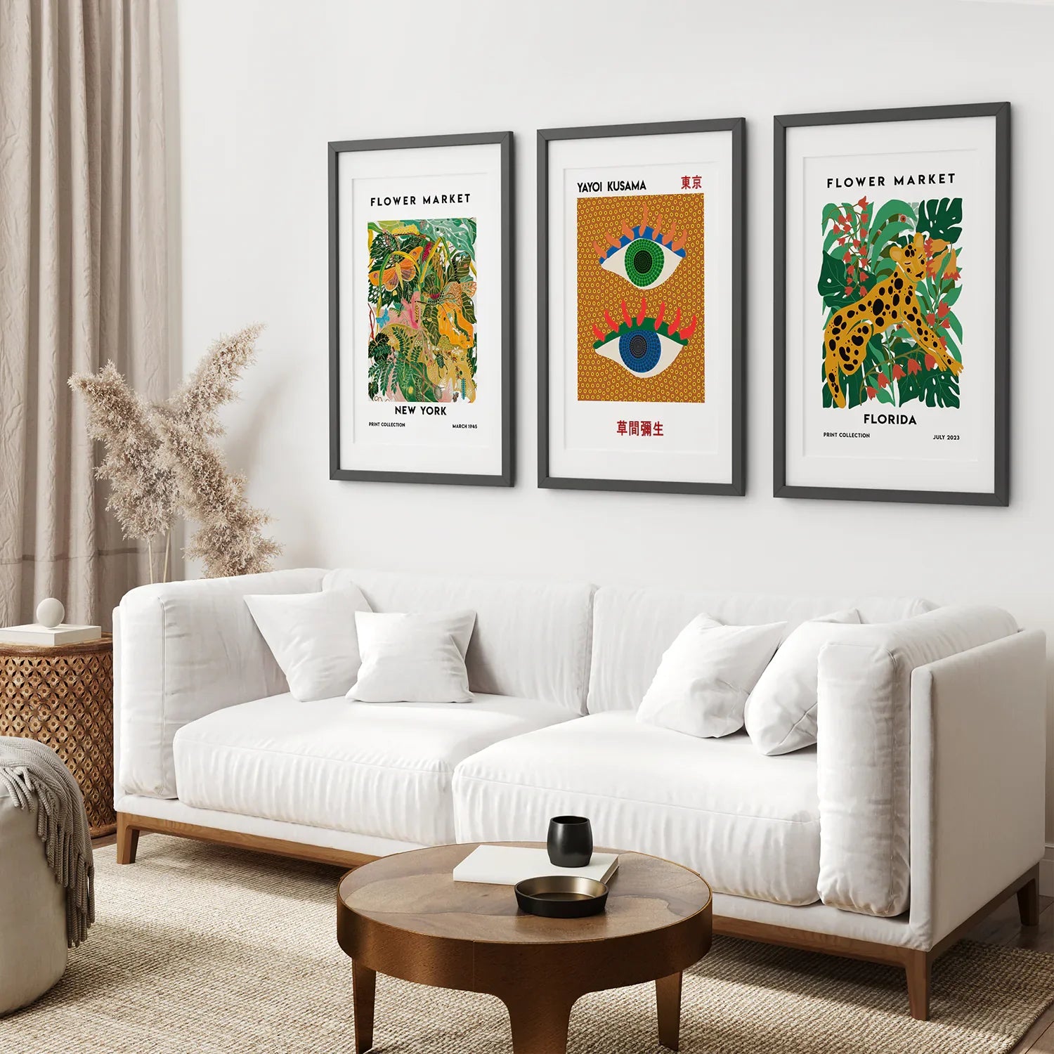 Modern Abstract Flower Marker Set of 3 Piece