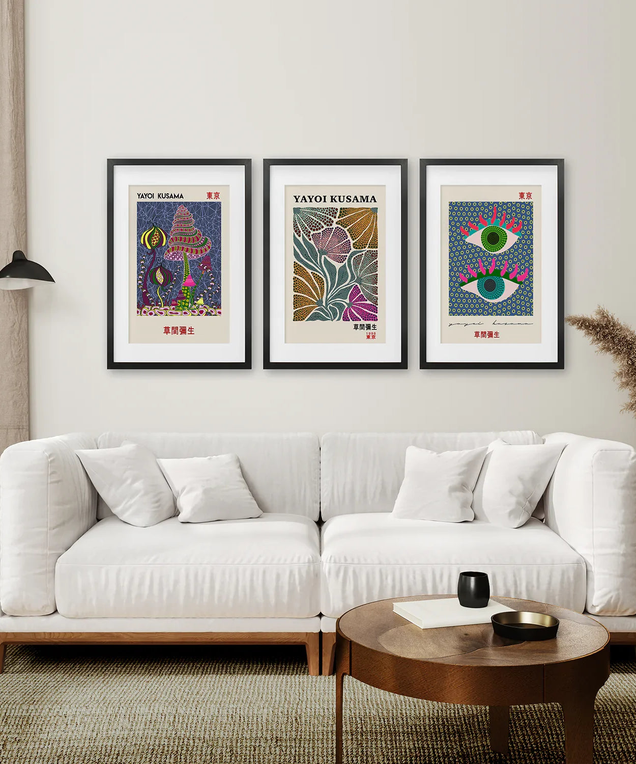Buntes Yayoi Kusama Poster-Set, 3er-Pack, Museumskunst