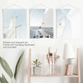 Nautical 3 Piece Wall Art. Sailing at Sea on a Yacht