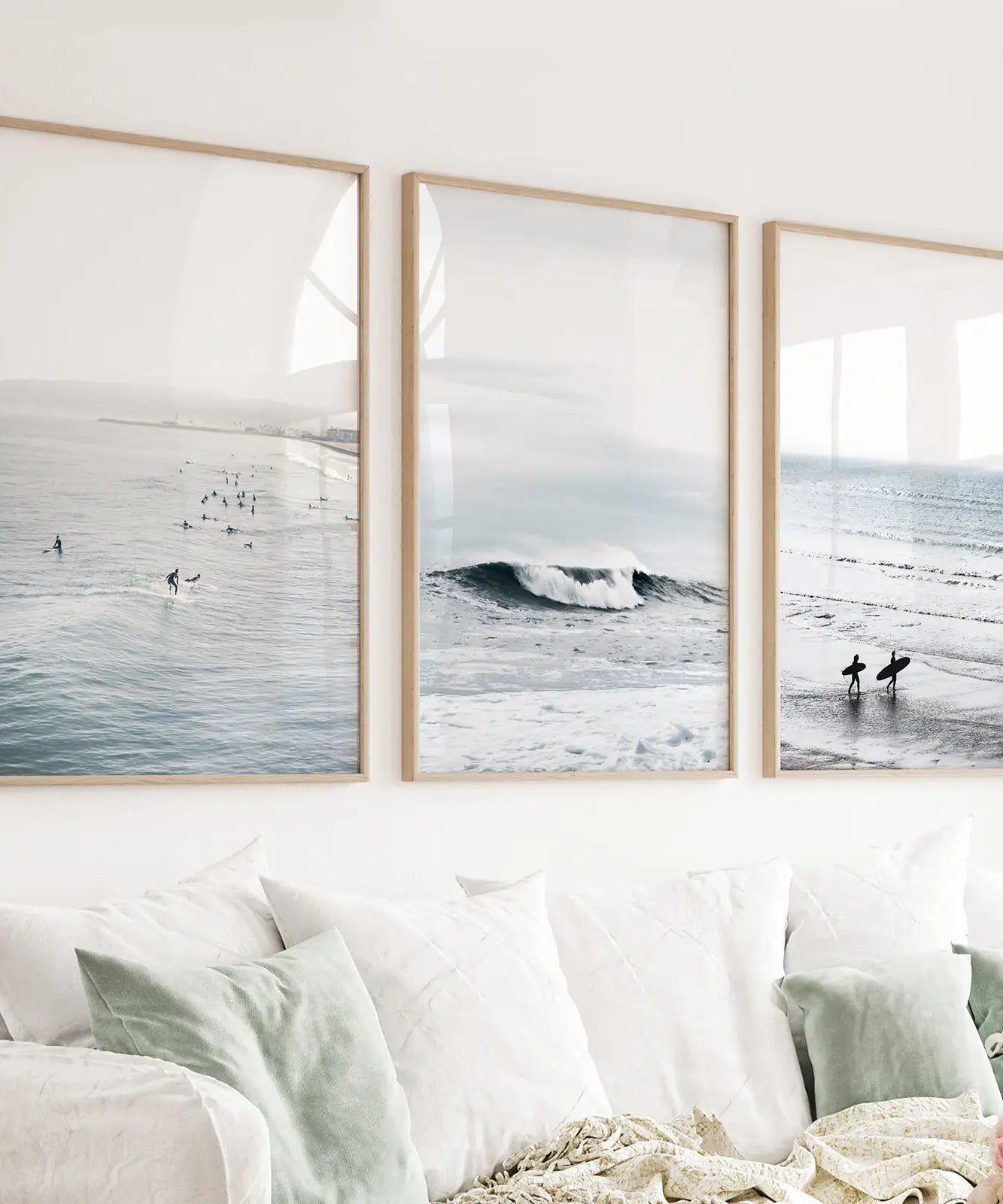 Navy Blue Surfing Wall Art. Set of 3 Prints