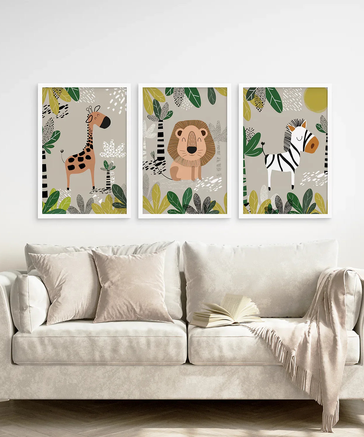 3er-Set Wandbilder „Safari-Babytiere“