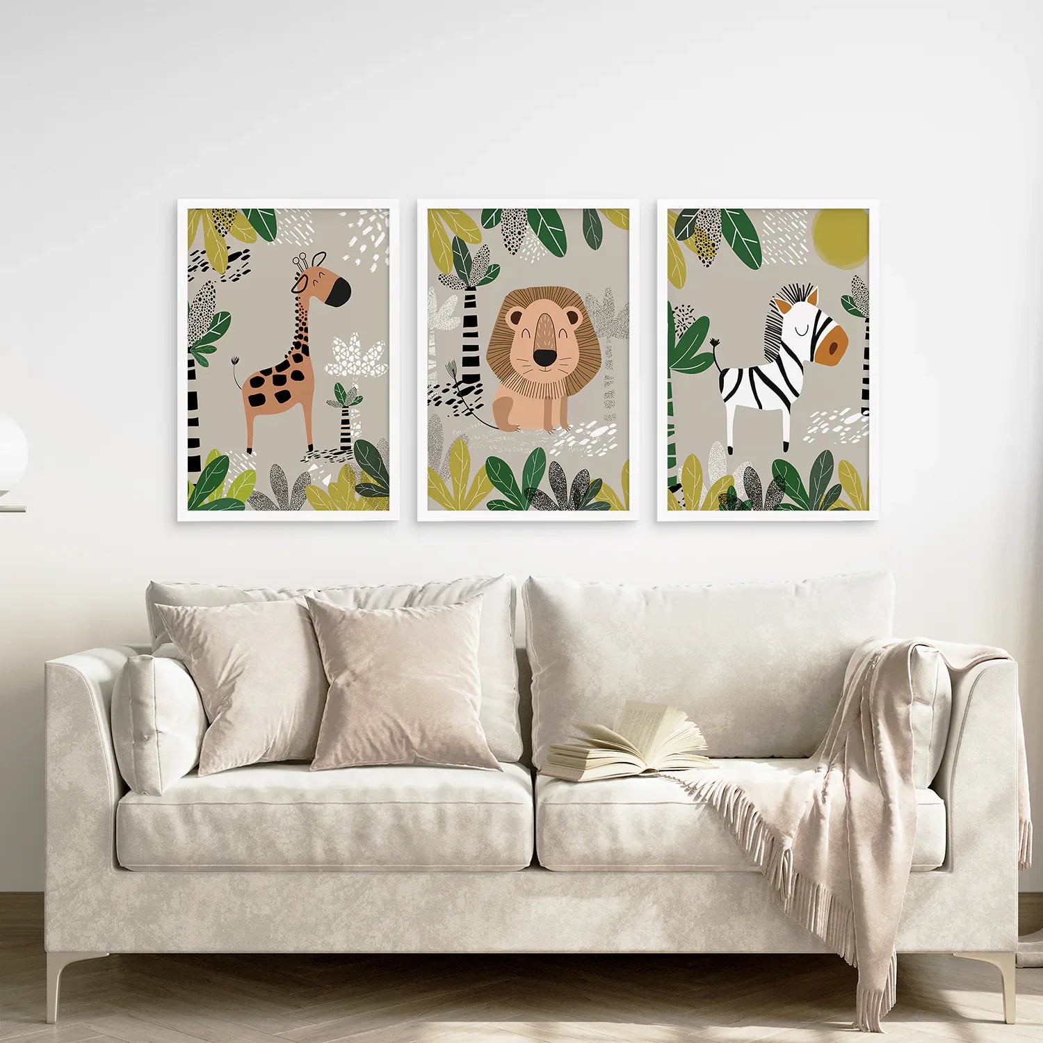 3er-Set Wandbilder „Safari-Babytiere“