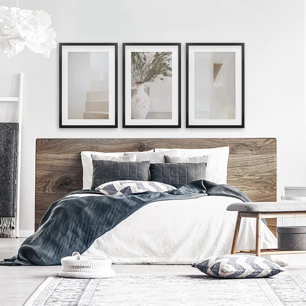 Boho Architectural Set of 3 Pieces. Neutral Tones