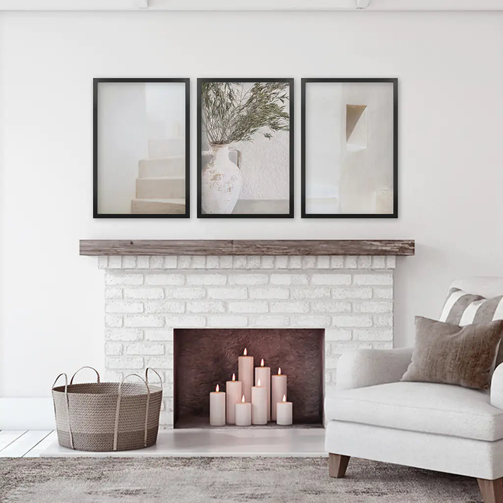 Boho Architectural Set of 3 Pieces. Neutral Tones