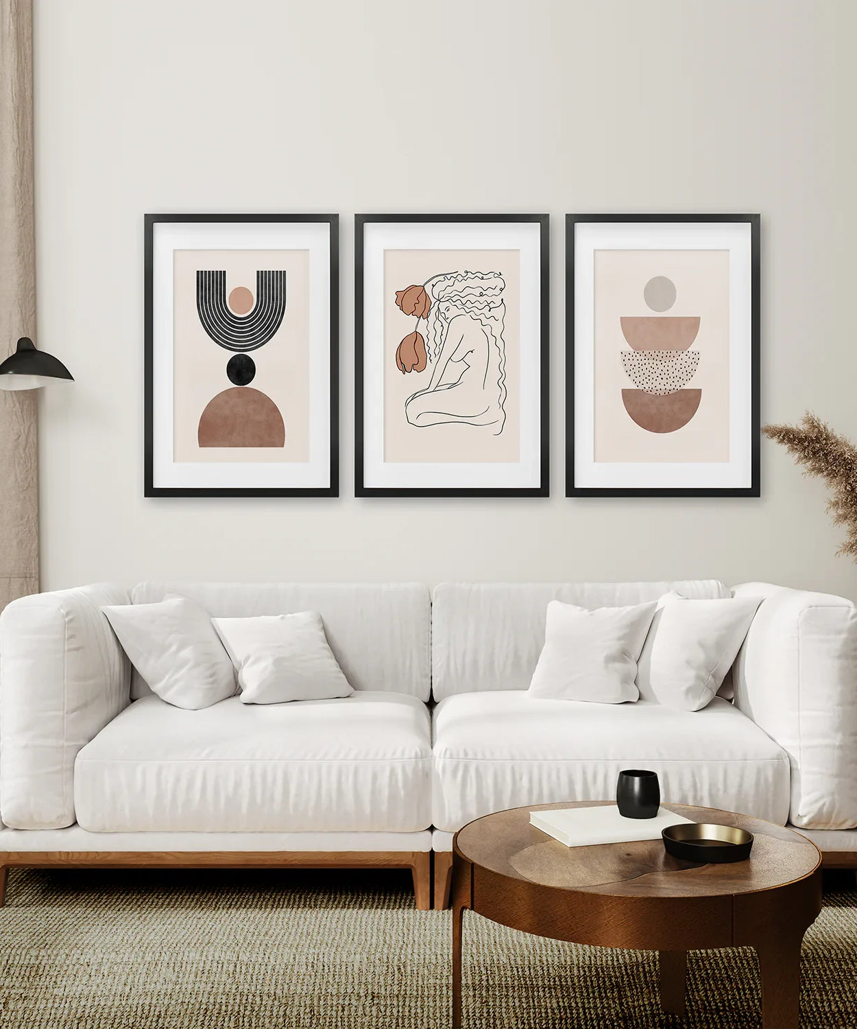 Boho Abstrakte Frau Wandkunst Set. Neutrale Töne
