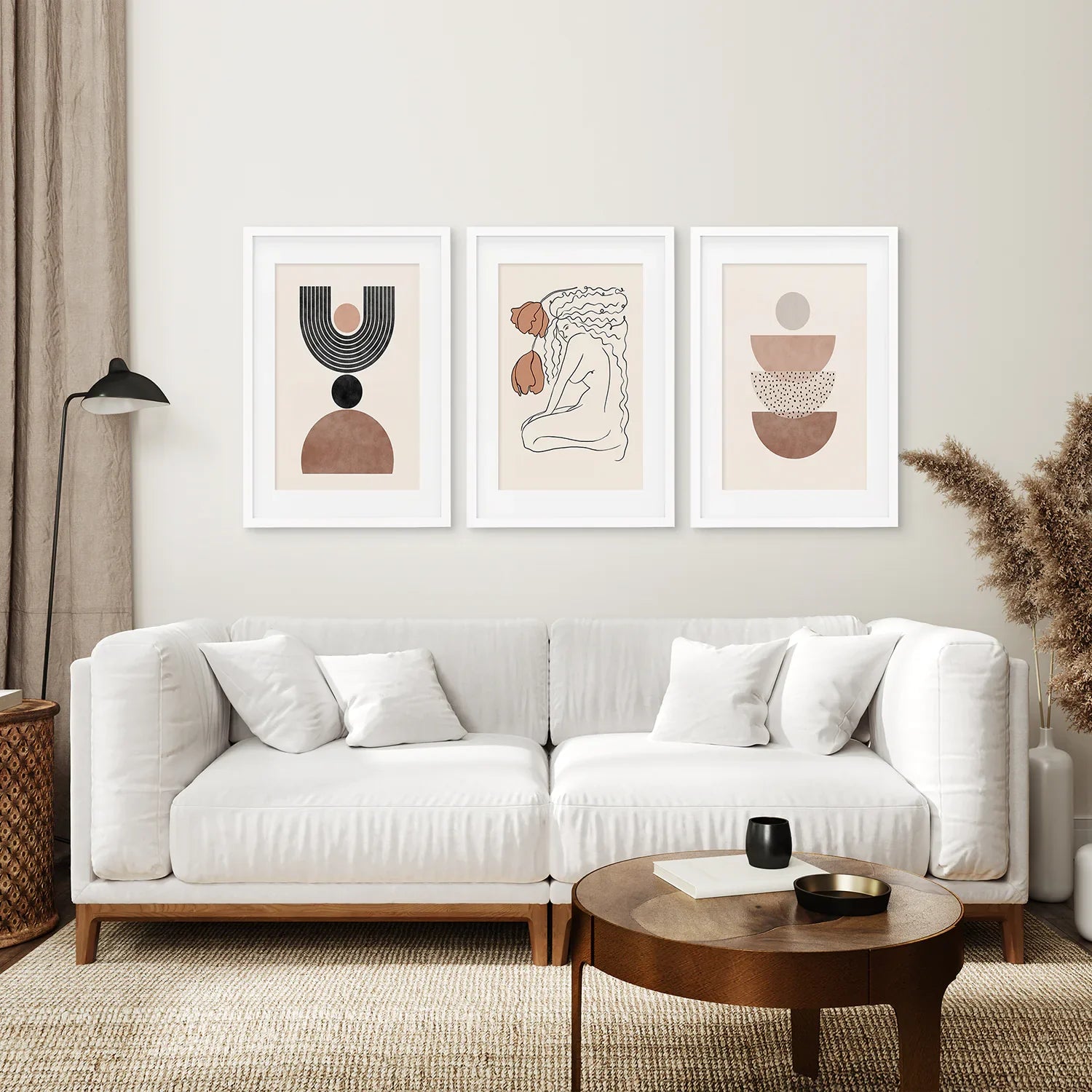 Boho Abstrakte Frau Wandkunst Set. Neutrale Töne