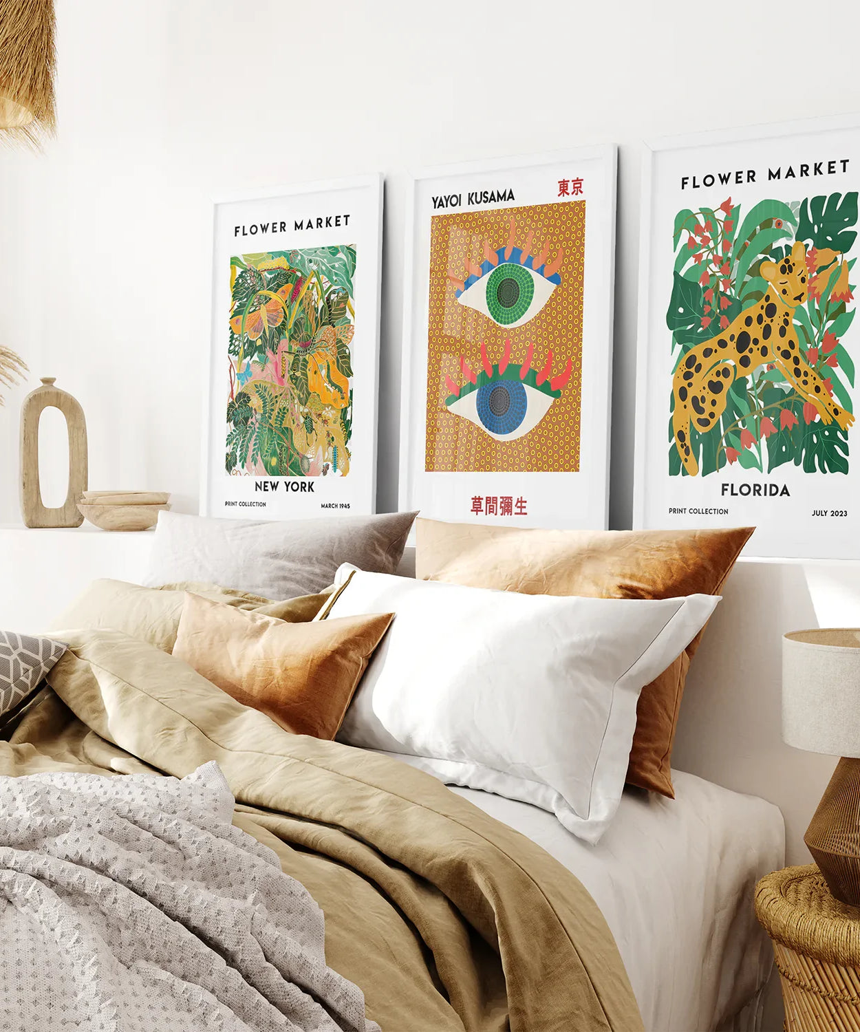 Modernes abstraktes Blumen-Marker-Set, 3-teilig