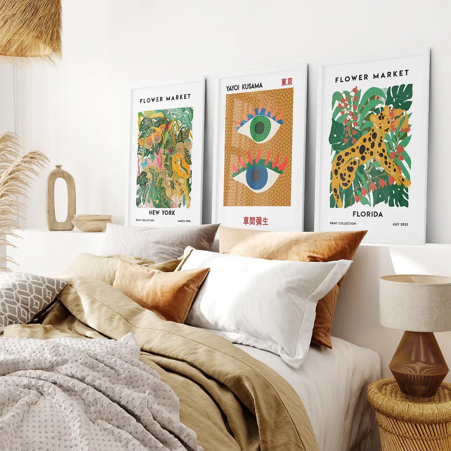 Modernes abstraktes Blumen-Marker-Set, 3-teilig