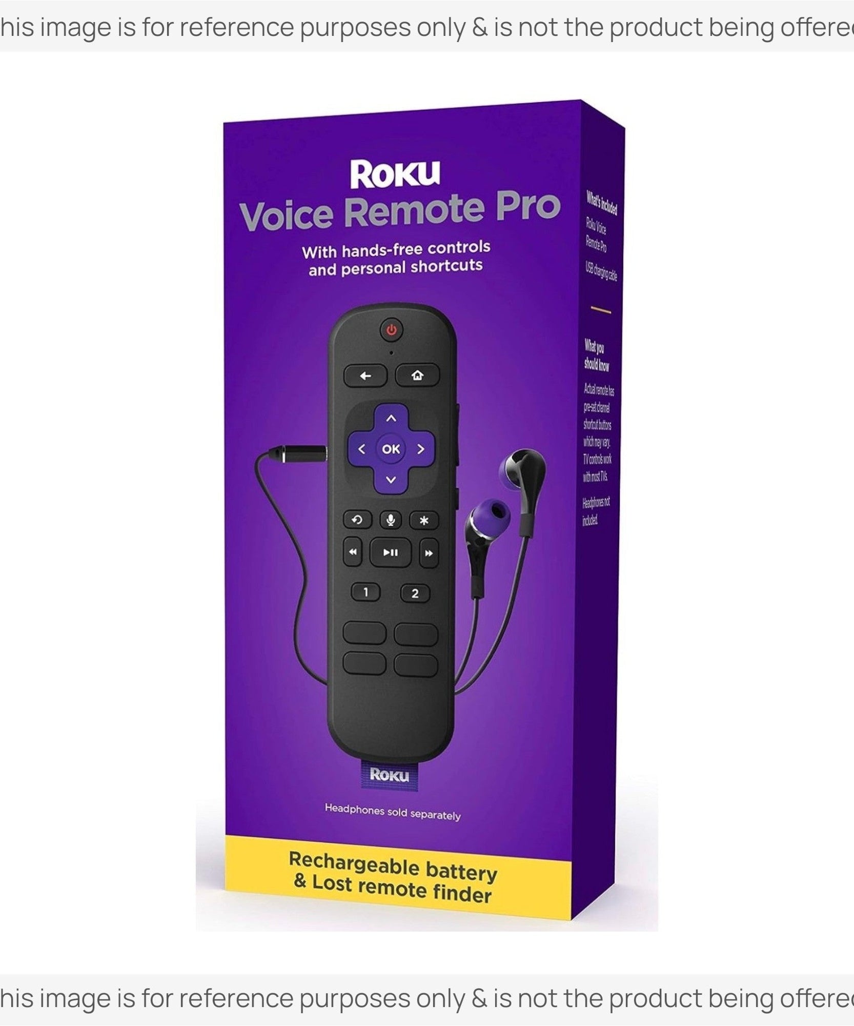 Substitute for Roku RC-S01R Voice Remote Pro Universal Streaming Remote Control [RCGZ1, NO HEADPHONE JACK, REMOVE FINDER, Rechargeable BATTERY]