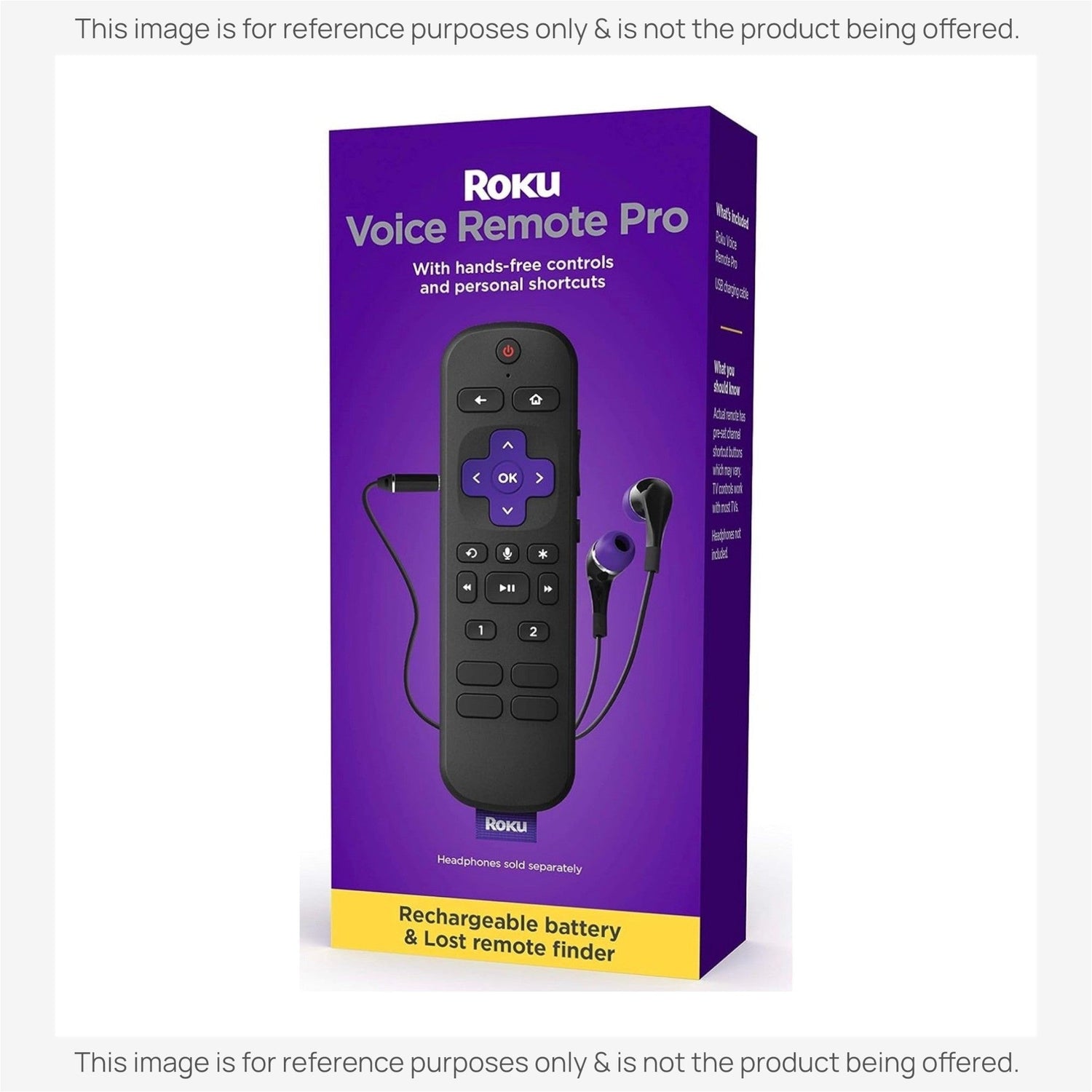 Substitute for Roku RC-S01R Voice Remote Pro Universal Streaming Remote Control [RCGZ1, NO HEADPHONE JACK, REMOVE FINDER, Rechargeable BATTERY]