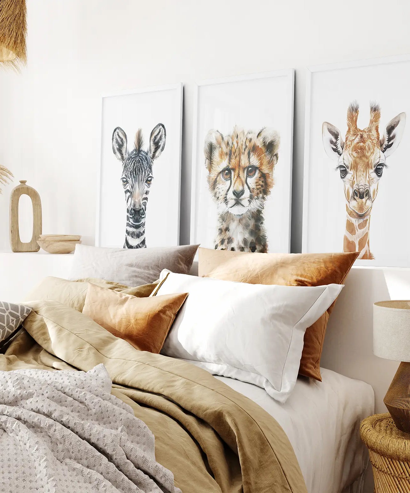 Neutral Safari Wandkunst Poster Set Kinderzimmer Deko
