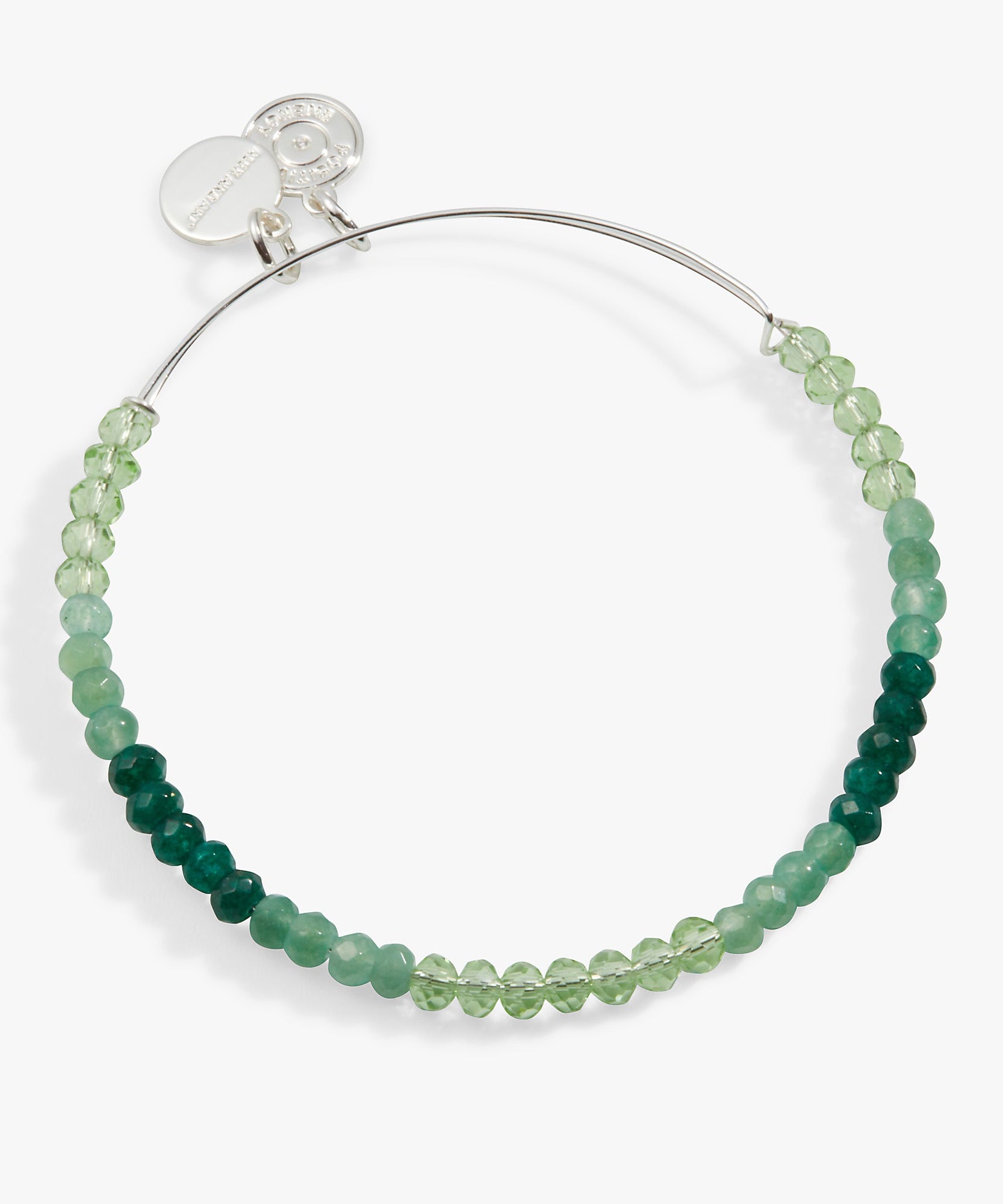 Ombre Faceted Stone Beaded Charm Bangle, Green