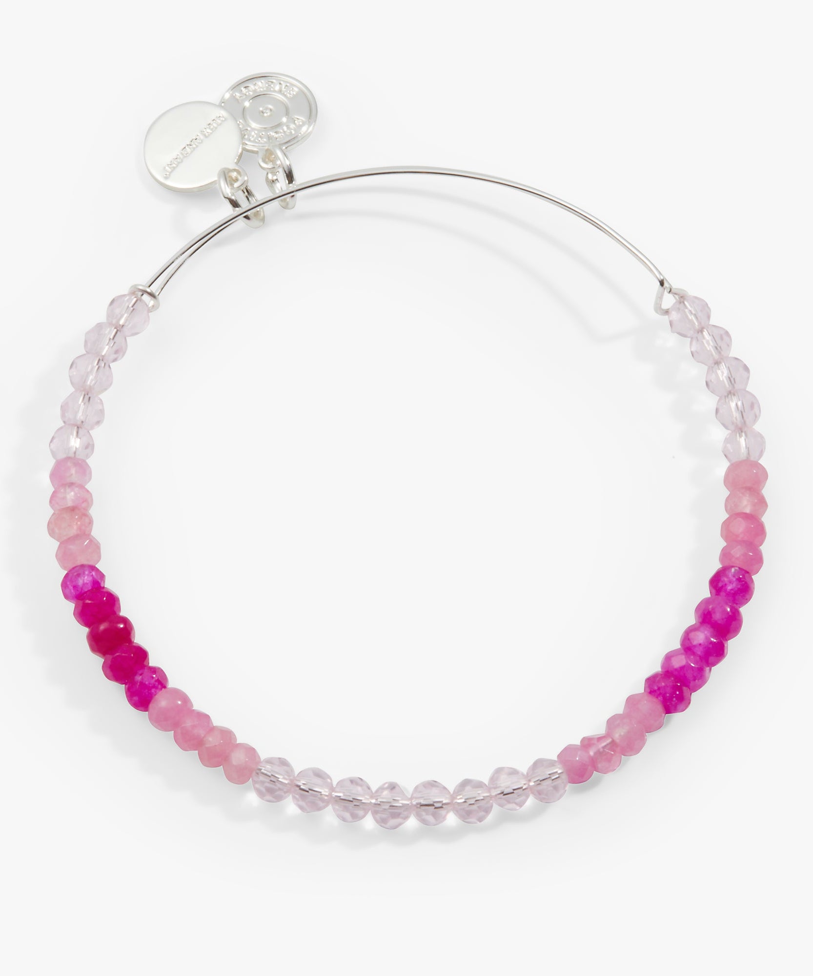 Ombre Faceted Stone Beaded Charm Bangle, Pink