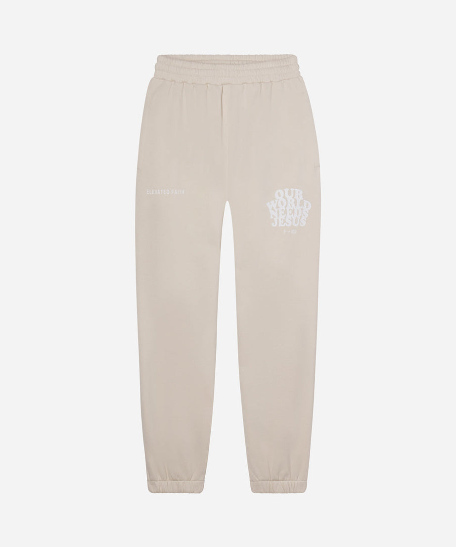 Our World Needs Jesus Beige Unisex Sweatpant