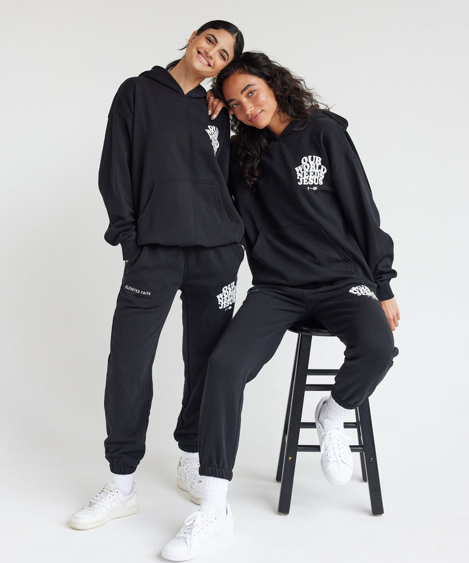 Our World Needs Jesus Black Unisex Sweatpant