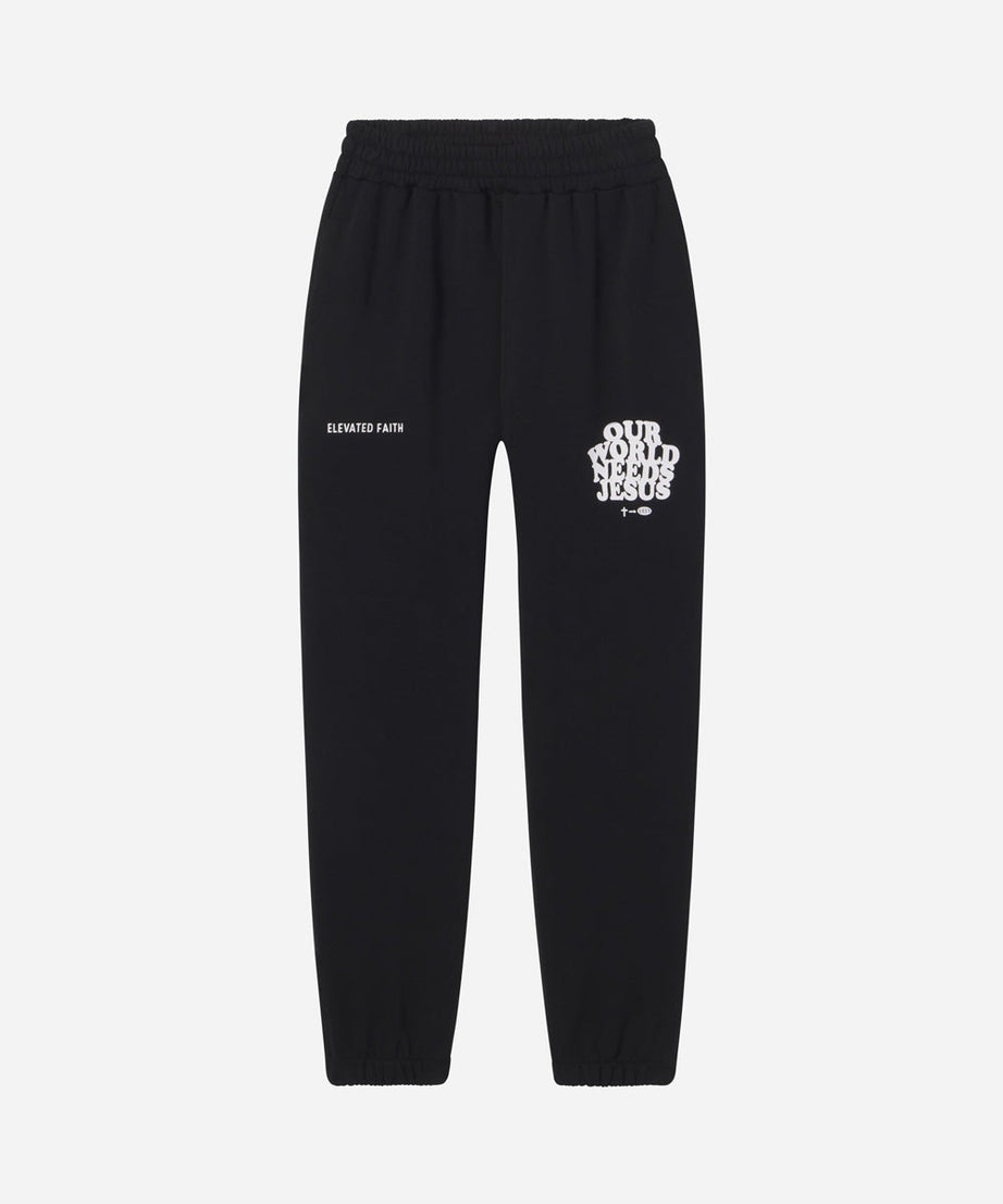 Our World Needs Jesus Black Unisex Sweatpant