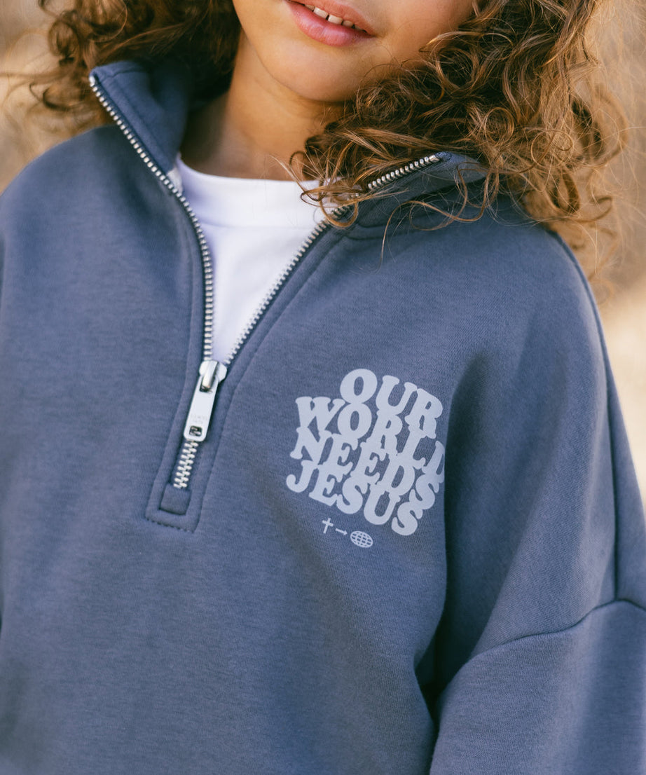 Unsere Welt braucht Jesus Kinder-Half-Zip