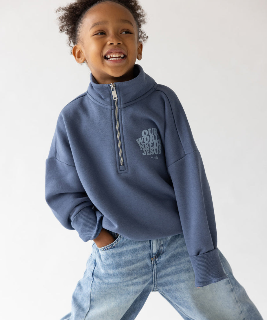 Unsere Welt braucht Jesus Kinder-Half-Zip