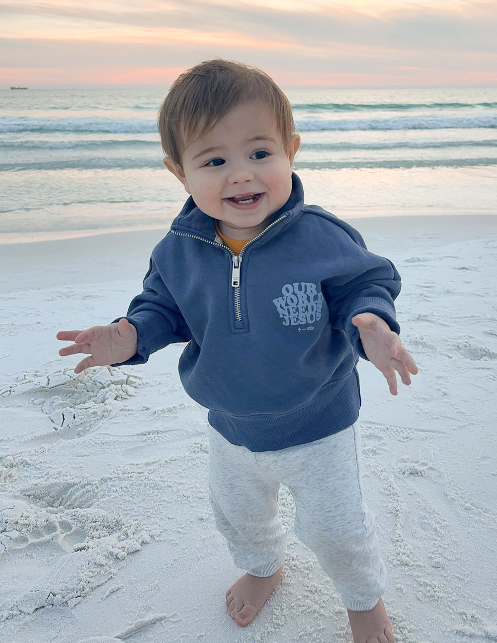 Unsere Welt braucht Jesus Kinder-Half-Zip
